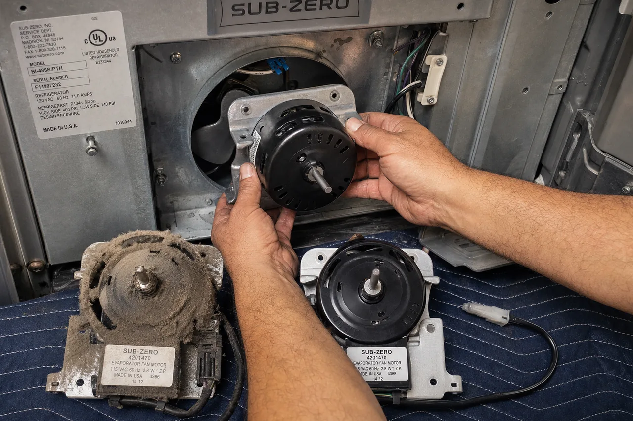 Close-up of an OEM appliance part replacement