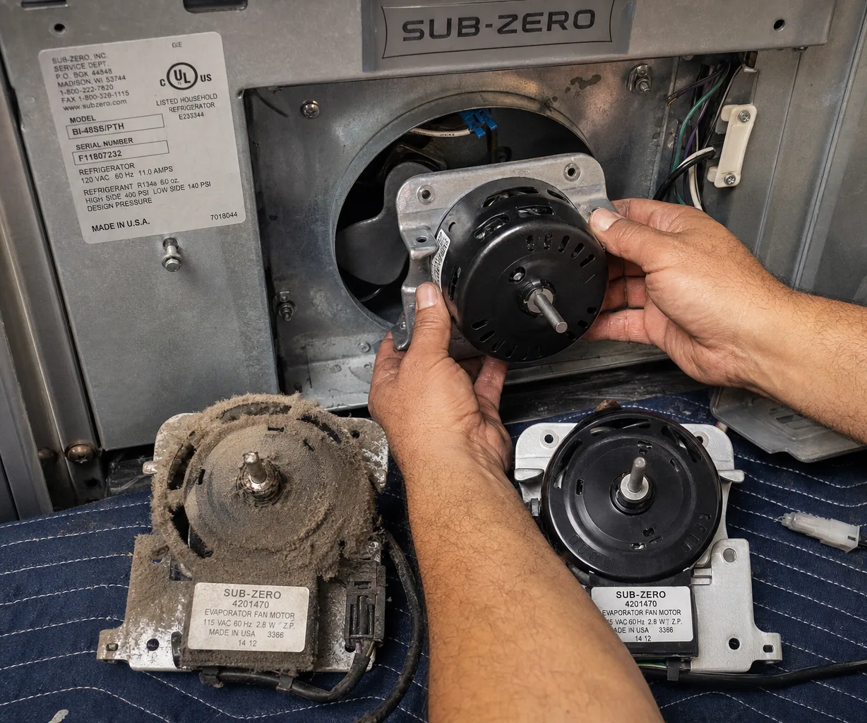 Close-up of an OEM appliance part replacement