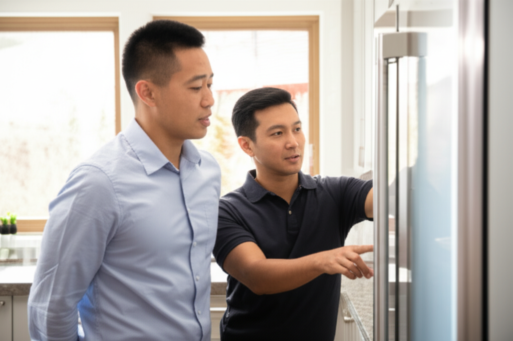 Technician consulting with homeowner